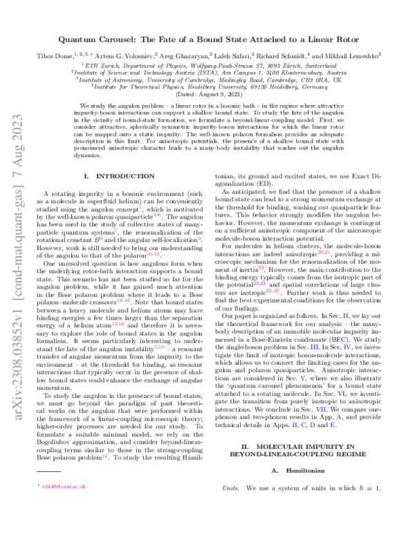 (PDF) Quantum Carousel: The Fate of a Bound State Attached to a Linear ...