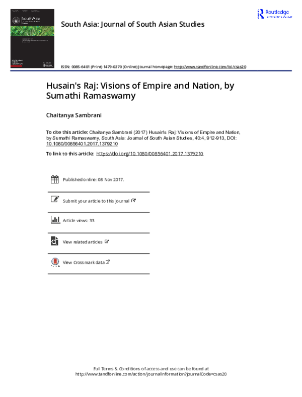 (PDF) Husain's Raj: Visions of Empire and Nation, by Sumathi Ramaswamy
