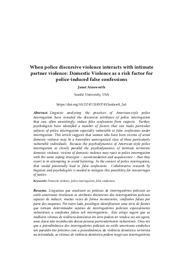 (PDF) When police discursive violence interacts with intimate partner ...