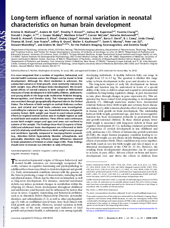 (PDF) Long-term influence of normal variation in neonatal ...
