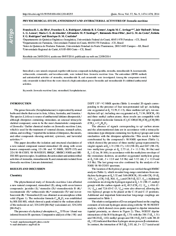 (PDF) PHYTOCHEMICAL STUDY, ANTIOXIDANT AND ANTIBACTERIAL ACTIVITIES ...