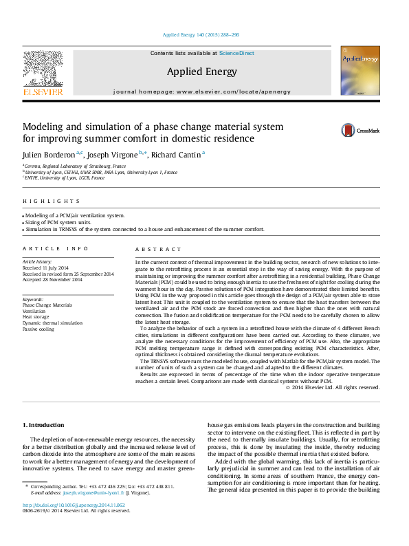 (PDF) Modeling and Simulation of Phase Change Material Based Thermal ...