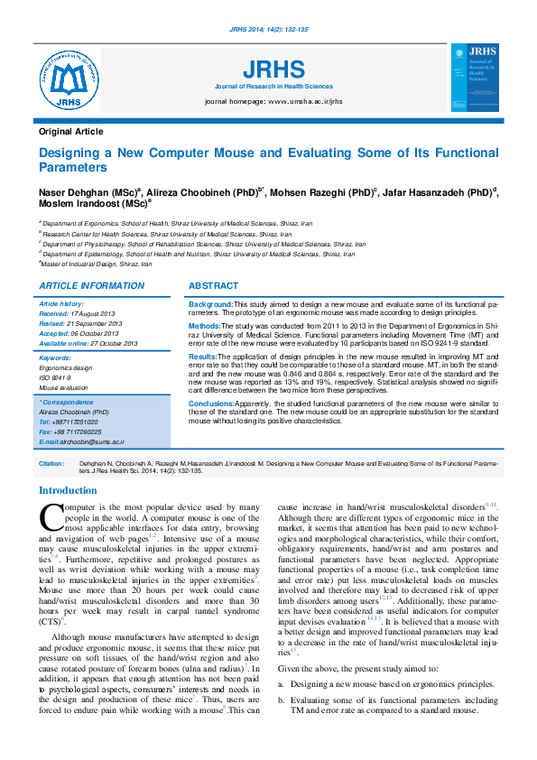 (PDF) Designing a new computer mouse and evaluating some of its ...
