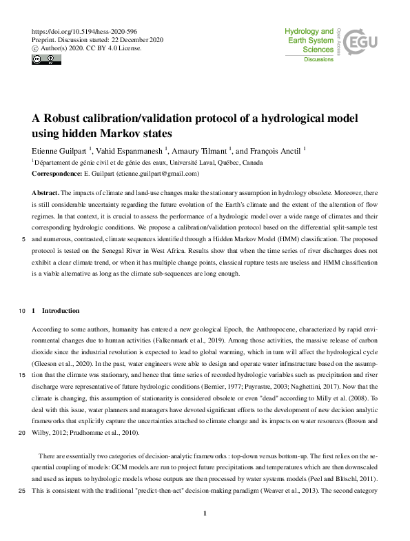 (PDF) A Robust calibration/validation protocol of a hydrological model ...
