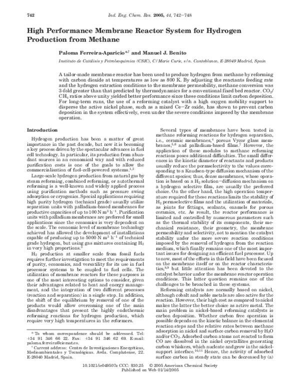 (PDF) High Performance Membrane Reactor System for Hydrogen Production ...