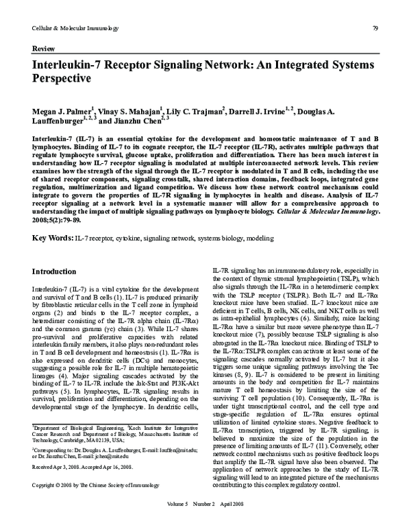 (PDF) Interleukin-7 Receptor Signaling Network: An Integrated Systems ...
