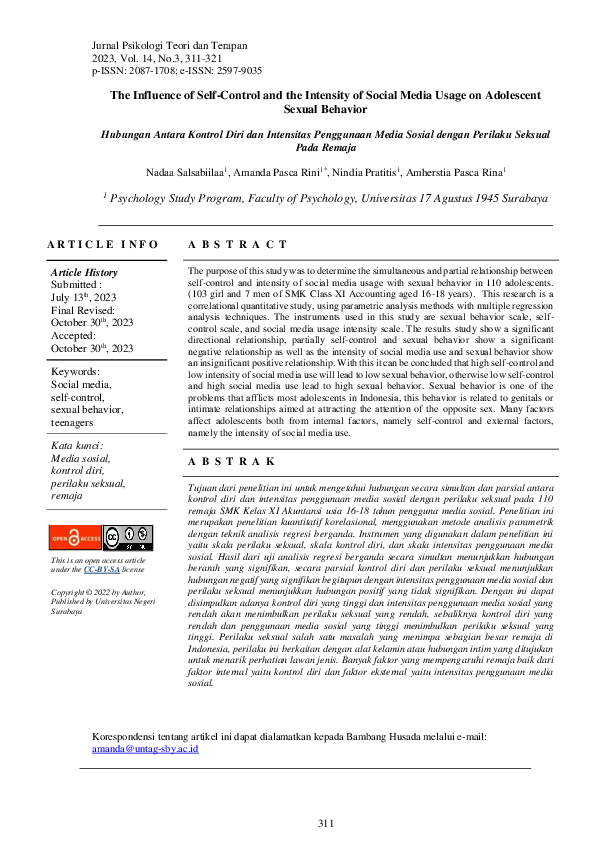 (PDF) The Influence of Self-Control and the Intensity of Social Media ...
