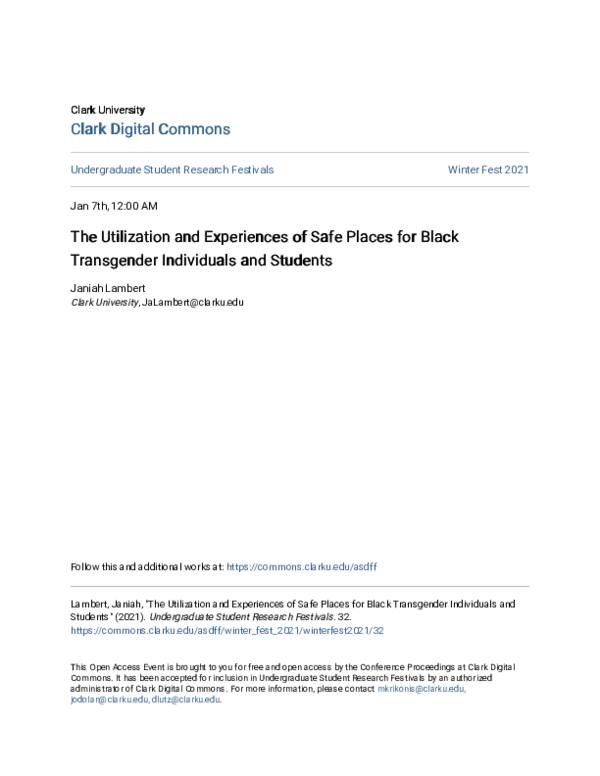 (PDF) The Utilization and Experiences of Safe Places for Black ...