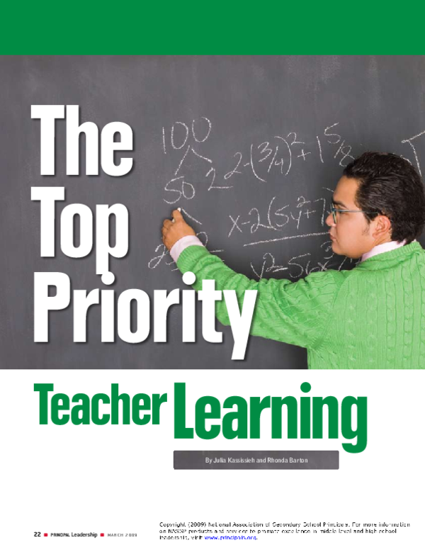 (PDF) The Top Priority: Teacher Learning