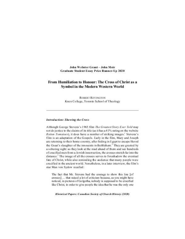 (PDF) From Humiliation to Honour: The Cross of Christ as a Symbol in ...