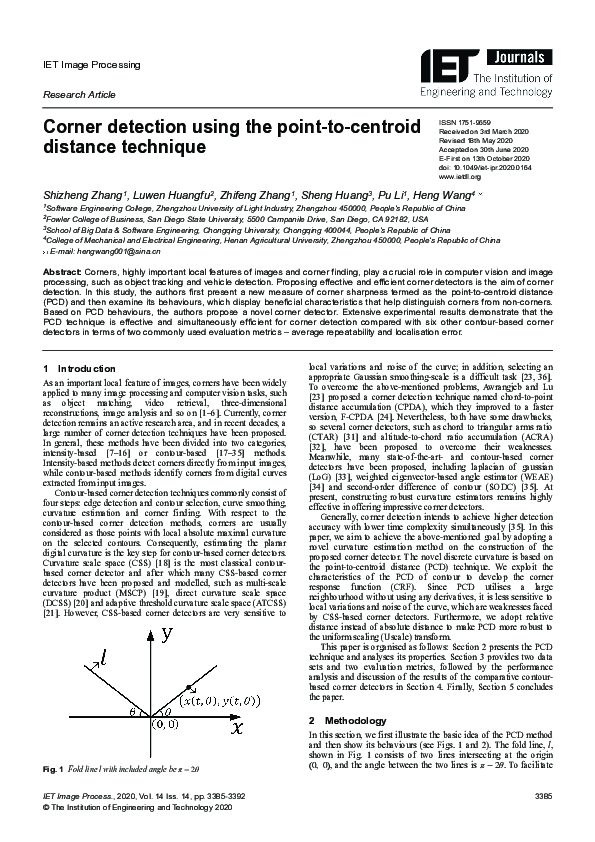 (PDF) Corner detection using the point‐to‐centroid distance technique