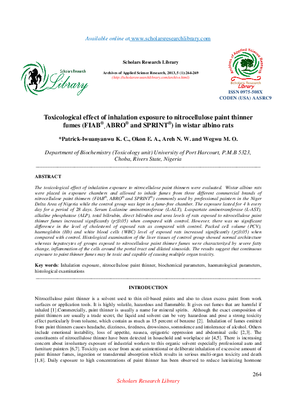 (PDF) Chemical Pneumonia Due to Paint Thinner Ingestion A Case Report