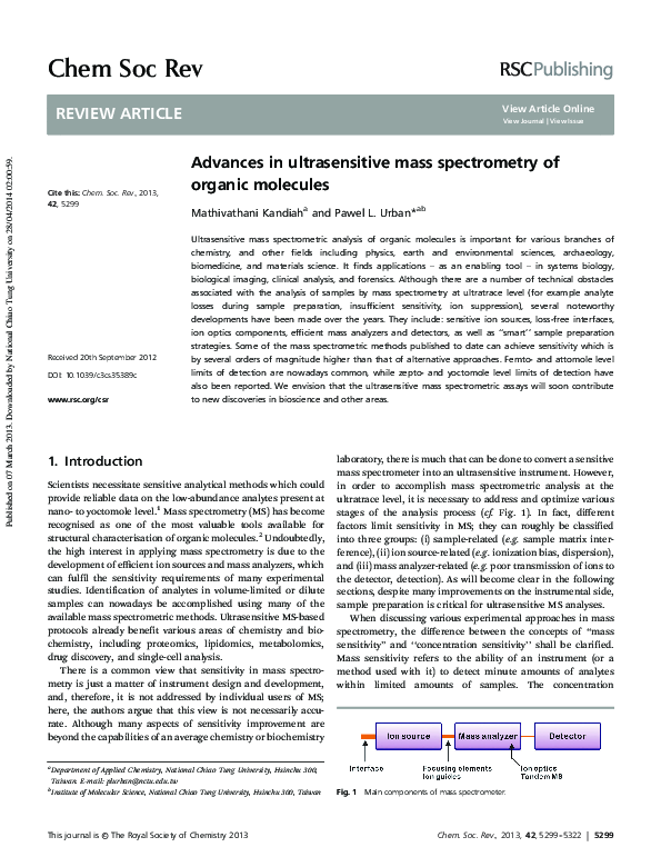 (PDF) Advances in ultrasensitive mass spectrometry of organic molecules