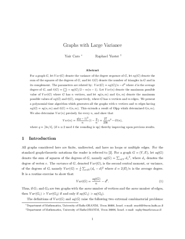 (PDF) Graphs with large variance