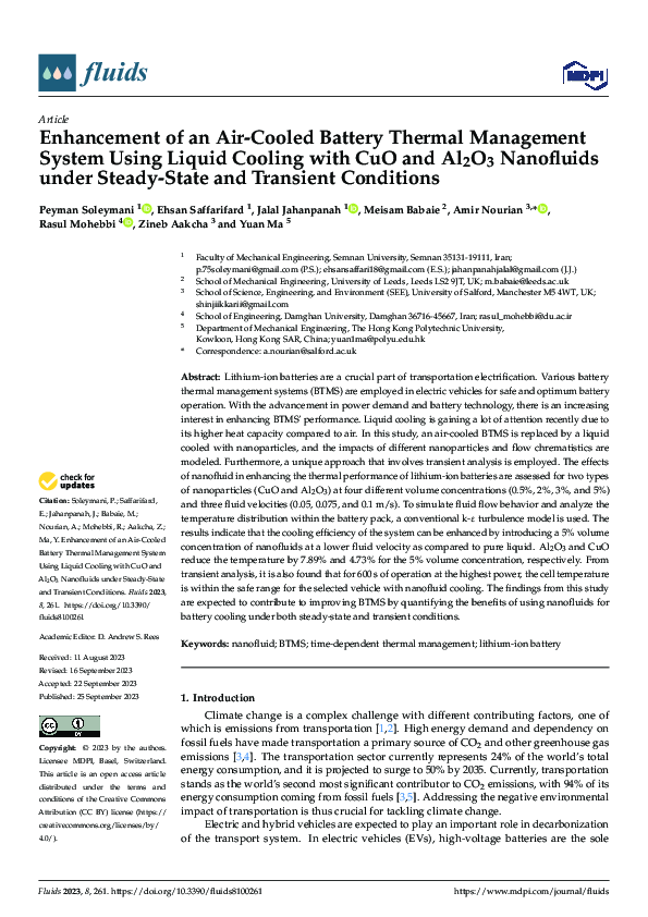 (PDF) Enhancement of an Air-Cooled Battery Thermal Management System ...
