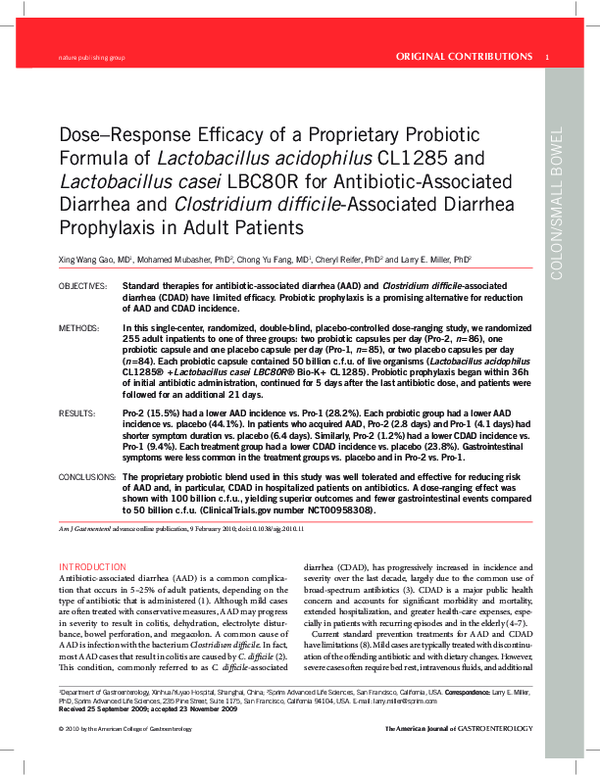 (PDF) Dose–Response Efficacy of a Proprietary Probiotic Formula of ...