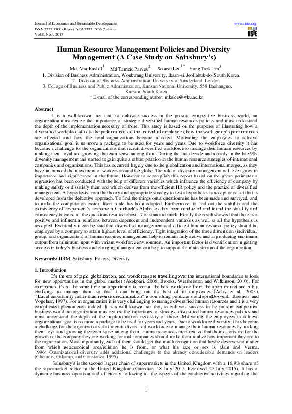 (PDF) Human Resource Management Policies and Diversity Management (A ...