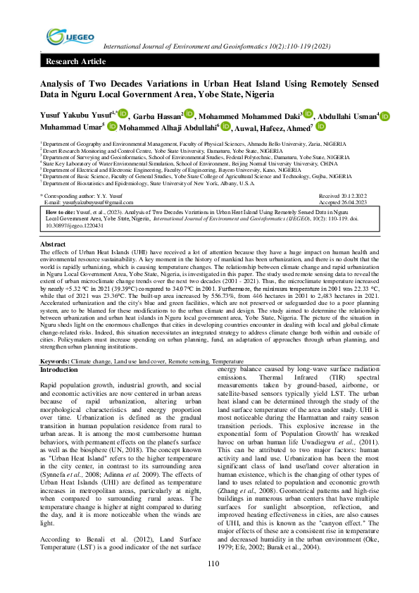 (PDF) Analysis of Two Decades Variations in Urban Heat Island Using ...