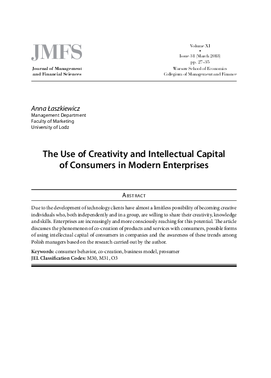 (PDF) The Use of Creativity and Intellectual Capital of Consumers in ...
