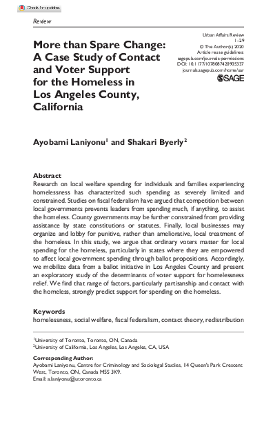 (PDF) More than Spare Change: A Case Study of Contact and Voter Support ...