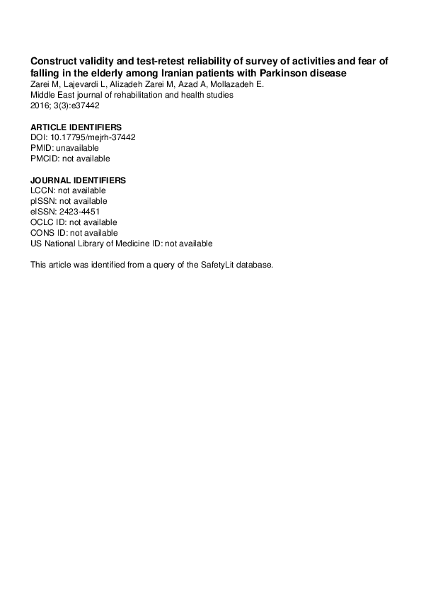 (PDF) Construct Validity and Test-Retest Reliability of Survey of ...