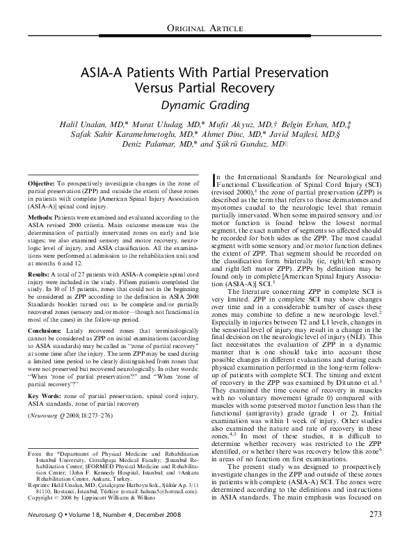 (PDF) ASIA-A Patients With Partial Preservation Versus Partial Recovery