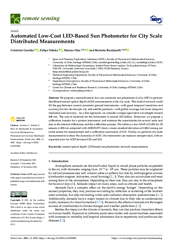 (PDF) Automated Low-Cost LED-Based Sun Photometer for City Scale ...
