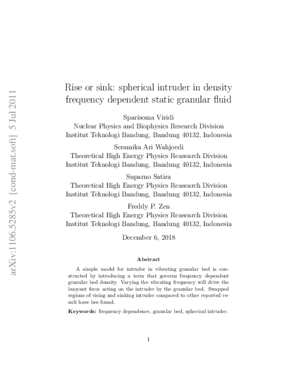 (PDF) Rise or sink: spherical intruder in density frequency dependence ...