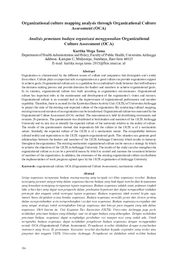(PDF) Organizational culture mapping analysis through Organizational ...