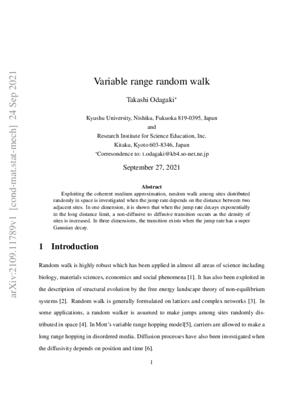 (PDF) Variable range random walk