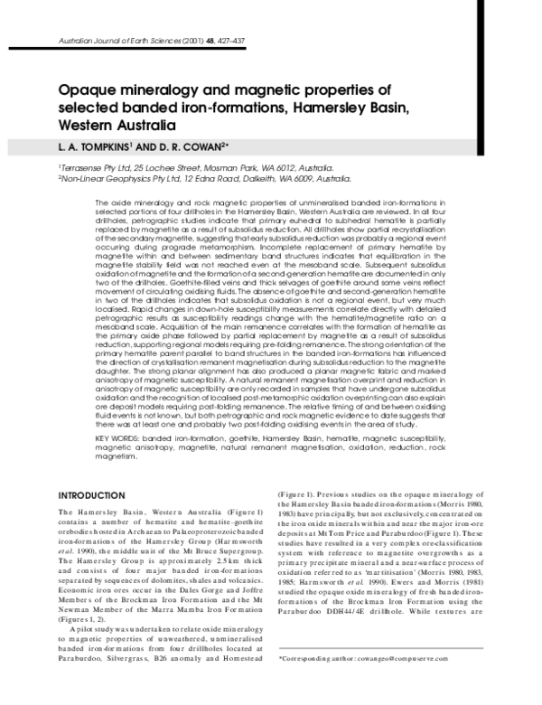 (PDF) Opaque mineralogy and magnetic properties of selected banded iron ...