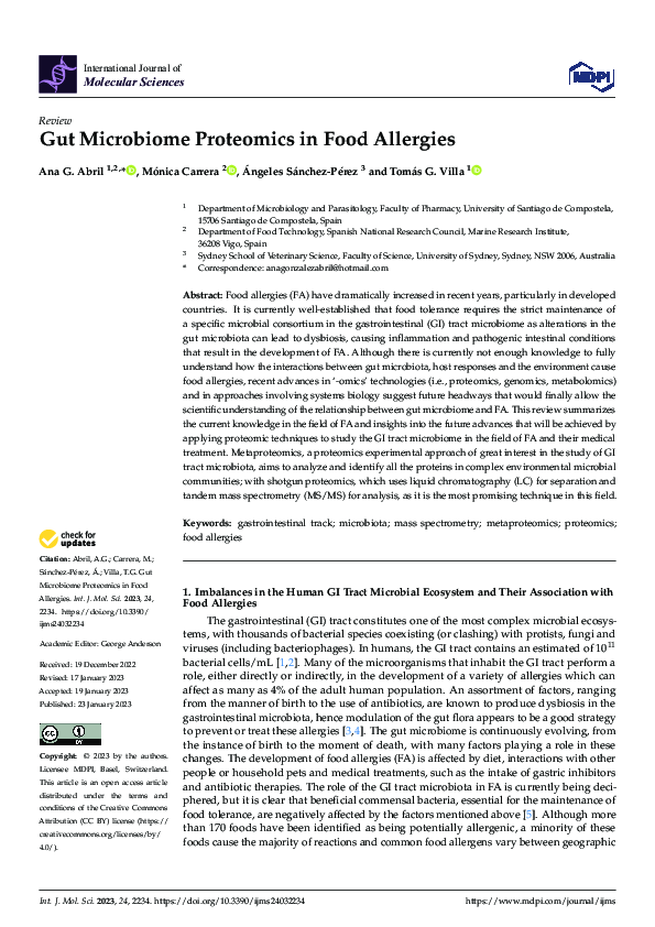 (PDF) Gut Microbiome Proteomics in Food Allergies