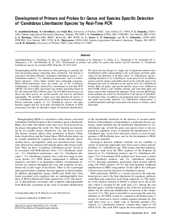 (PDF) Development of Primers and Probes for Genus and Species Specific ...