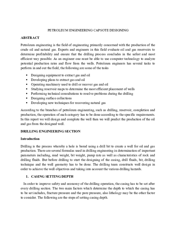 (DOC) capstone design for petroleum engineers