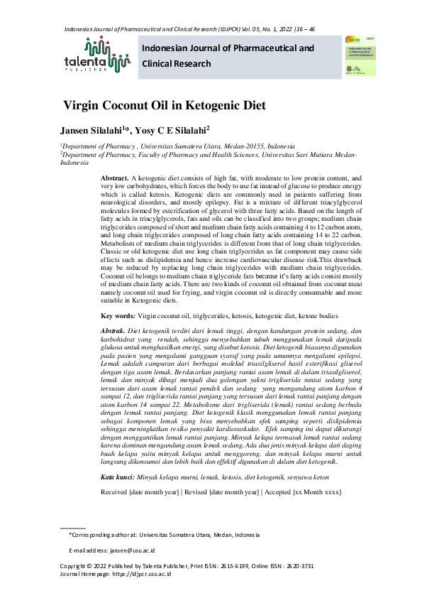 (PDF) Virgin Coconut Oil in Ketogenic Diet