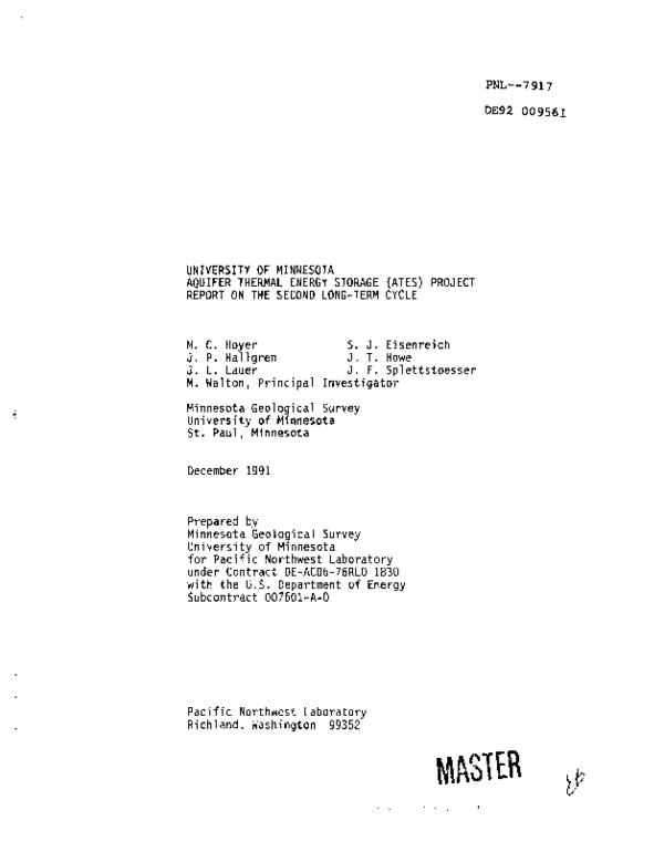 (PDF) University of Minnesota aquifer thermal energy storage (ATES ...