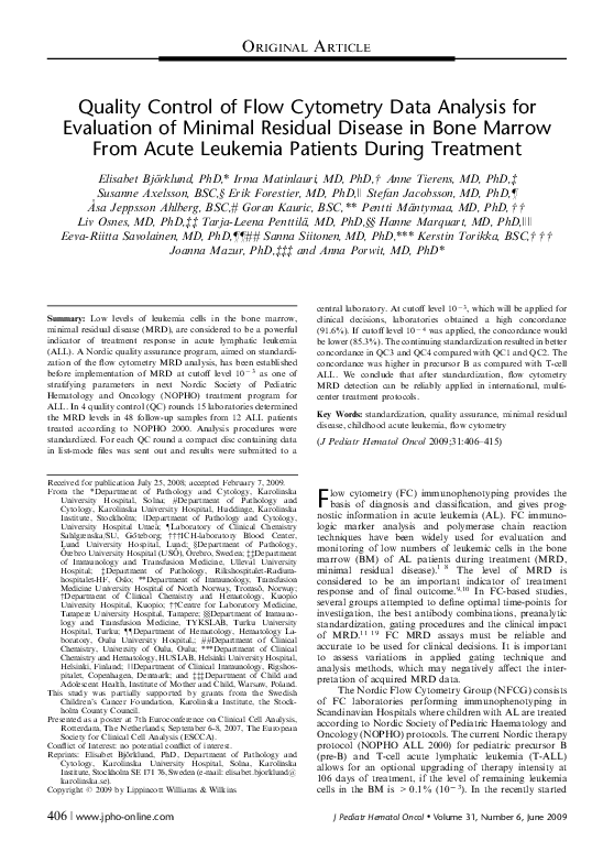 (PDF) Quality Control of Flow Cytometry Data Analysis for Evaluation of ...
