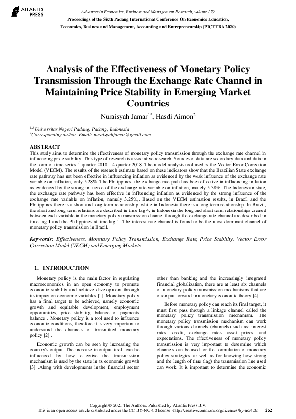 (PDF) Analysis of the Effectiveness of Monetary Policy Transmission ...