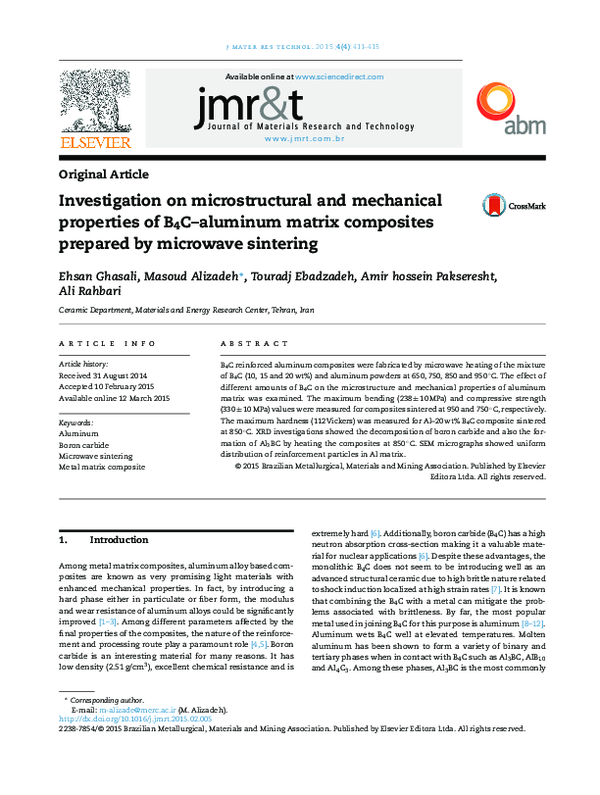 (PDF) Investigation on microstructural and mechanical properties of B4C ...