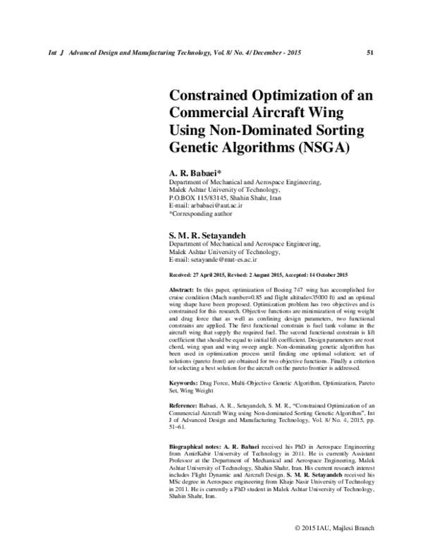 (PDF) Constrained Optimization of a Commercial Aircraft Wing Using Non ...