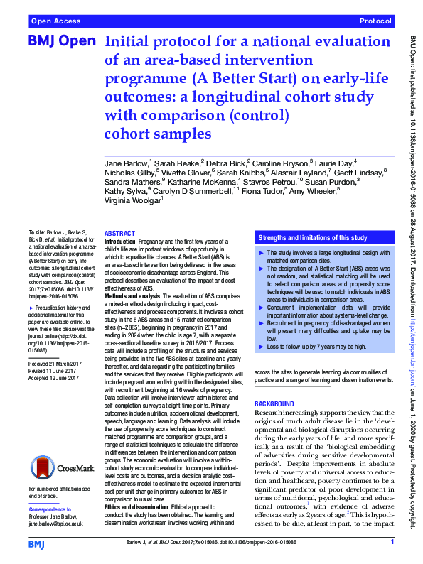 (PDF) Initial protocol for a national evaluation of an area-based ...
