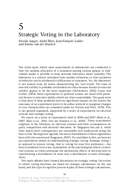(PDF) Strategic Voting in the Laboratory