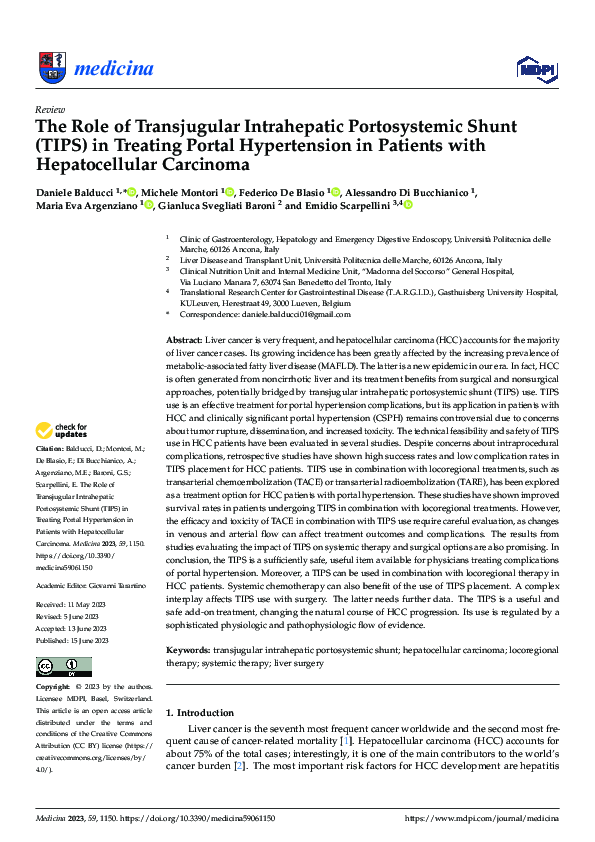 (PDF) The Role of Transjugular Intrahepatic Portosystemic Shunt (TIPS ...
