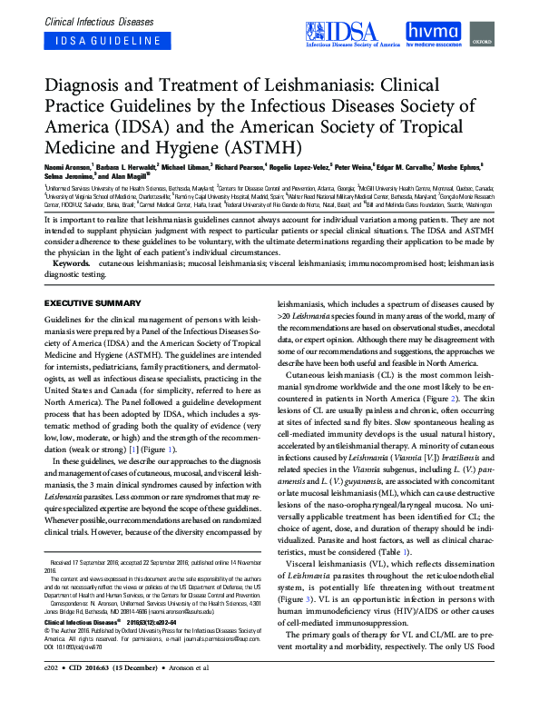 (PDF) Diagnosis and Treatment of Leishmaniasis: Clinical Practice ...