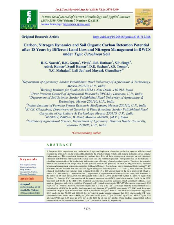 (PDF) Soil Organic Carbon and Nitrogen Fractions under Different Land ...