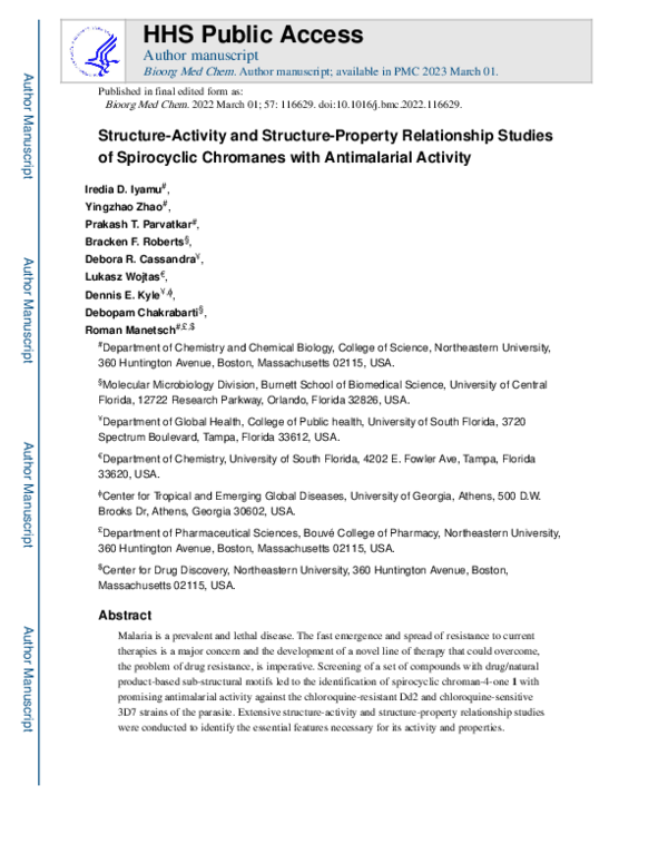 (PDF) Structure-activity and structure-property relationship studies of ...
