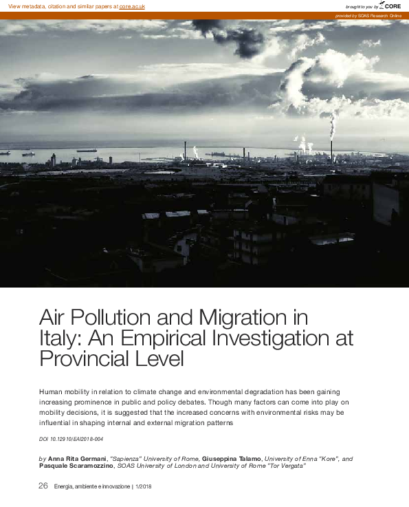 (PDF) Air Pollution and Migration in Italy: An Empirical Investigation ...