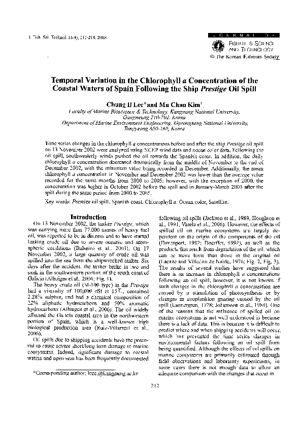 (PDF) Temporal Variation in the Chlorophyll α Concentration of the ...