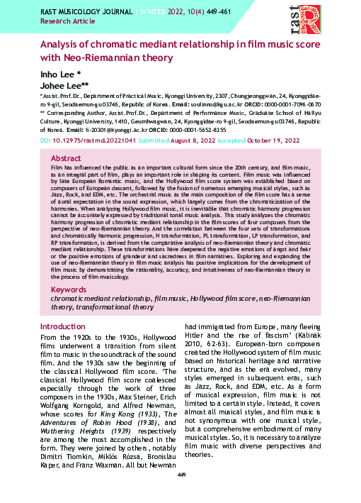 (PDF) Analysis of chromatic mediant relationship in film music score ...