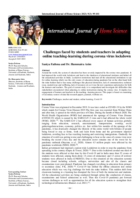(PDF) Challenges faced by students and teachers in adapting online ...